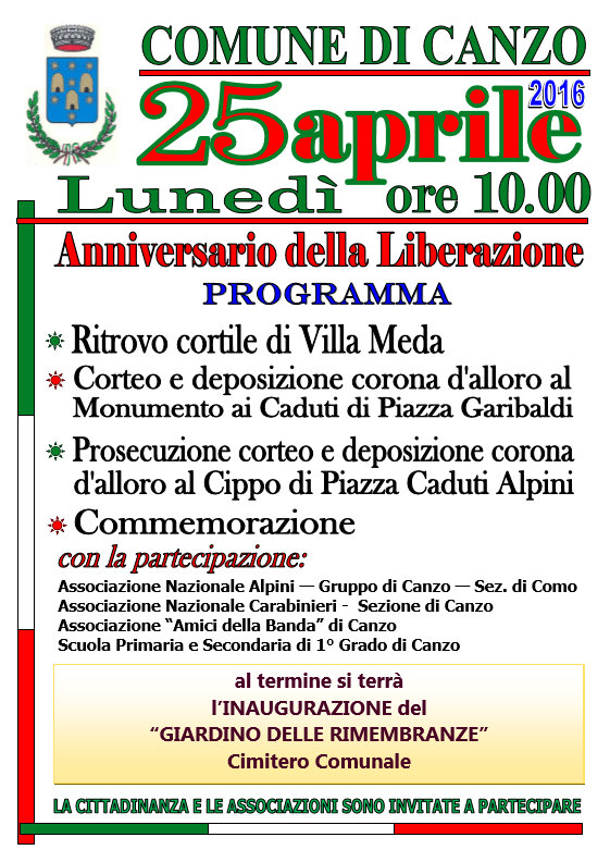 Manifesto Festa della Liberazione 2016