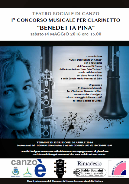 Manifesto 3° Concorso Musicale per clarinetto "Benedetta Pina"