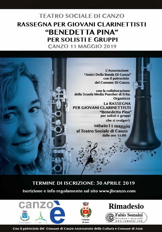 Manifesto Rassegna per giovani clarinettisti "Benedetta Pina"