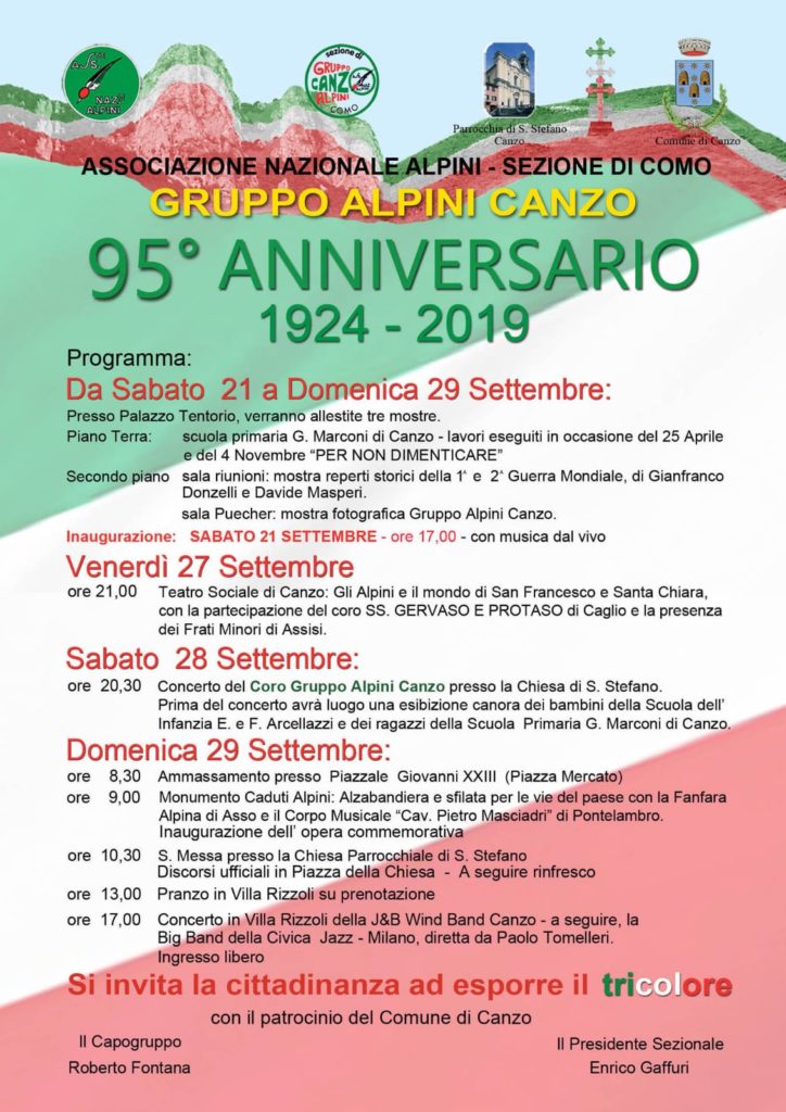 Manifesto 95° Anniversario Gruppo Alpini